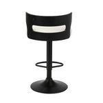 4x Bar Stools Gas Lift Swivel Wooden Chairs with White Boucle Seats