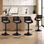 4x Bar Stools Swivel Gas Lift Stool Leather Black