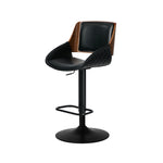 4x Bar Stools Swivel Gas Lift Stool Leather Black