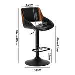 4x Bar Stools Swivel Gas Lift Stool Leather Black