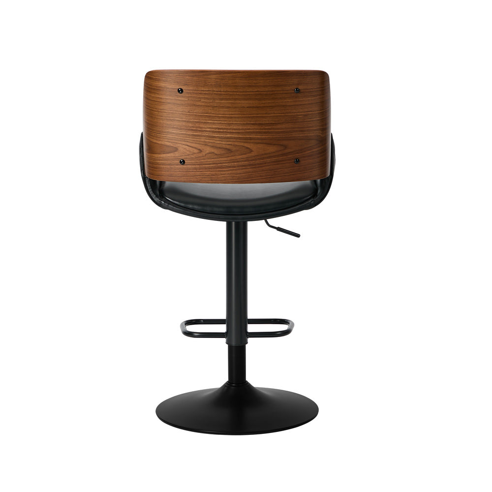 4x Bar Stools Swivel Gas Lift Stool Leather Black - 3