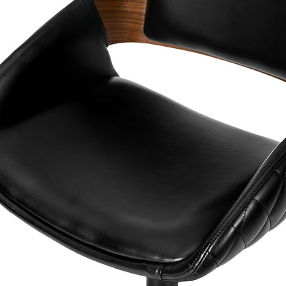 4x Bar Stools Swivel Gas Lift Stool Leather Black - 9