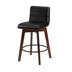 2x Wooden Bar Stools Swivel Chairs PU Leather