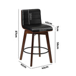 2x Wooden Bar Stools Swivel Chairs PU Leather