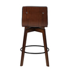 2x Wooden Bar Stools Swivel Chairs PU Leather