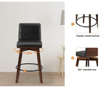 2x Wooden Bar Stools Swivel Chairs PU Leather