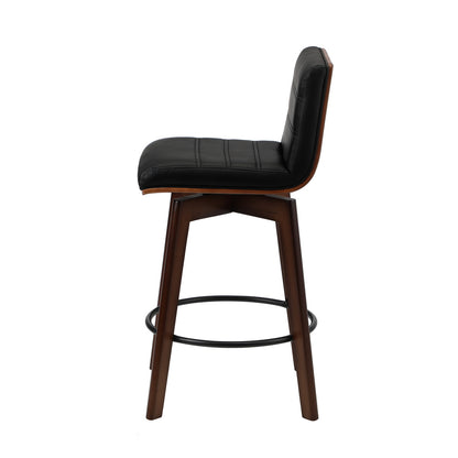 Set of 4 Wooden Bar Stools Swivel Chairs with PU Leather Seats Kitchen