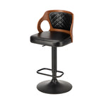 4x Black PU Leather Adjustable Bar Stools with Backrest & Steel Base
