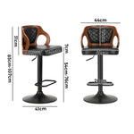 4x Black PU Leather Adjustable Bar Stools with Backrest & Steel Base