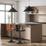 4x Black PU Leather Adjustable Bar Stools with Backrest & Steel Base