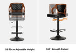 4x Black PU Leather Adjustable Bar Stools with Backrest & Steel Base