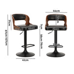 2x Bar Stools PU Leather Swivel Adjustable Kitchen Chairs Wooden Frame