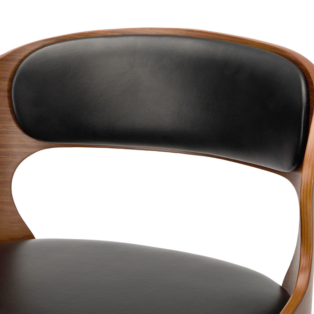 2x Bar Stools PU Leather Swivel Adjustable Kitchen Chairs Wooden Frame