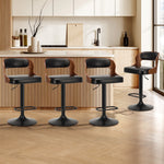 2x Bar Stools PU Leather Swivel Adjustable Kitchen Chairs Wooden Frame
