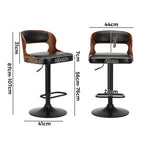 2x Bar Stools PU Leather Swivel Adjustable Kitchen Chairs Wooden Frame