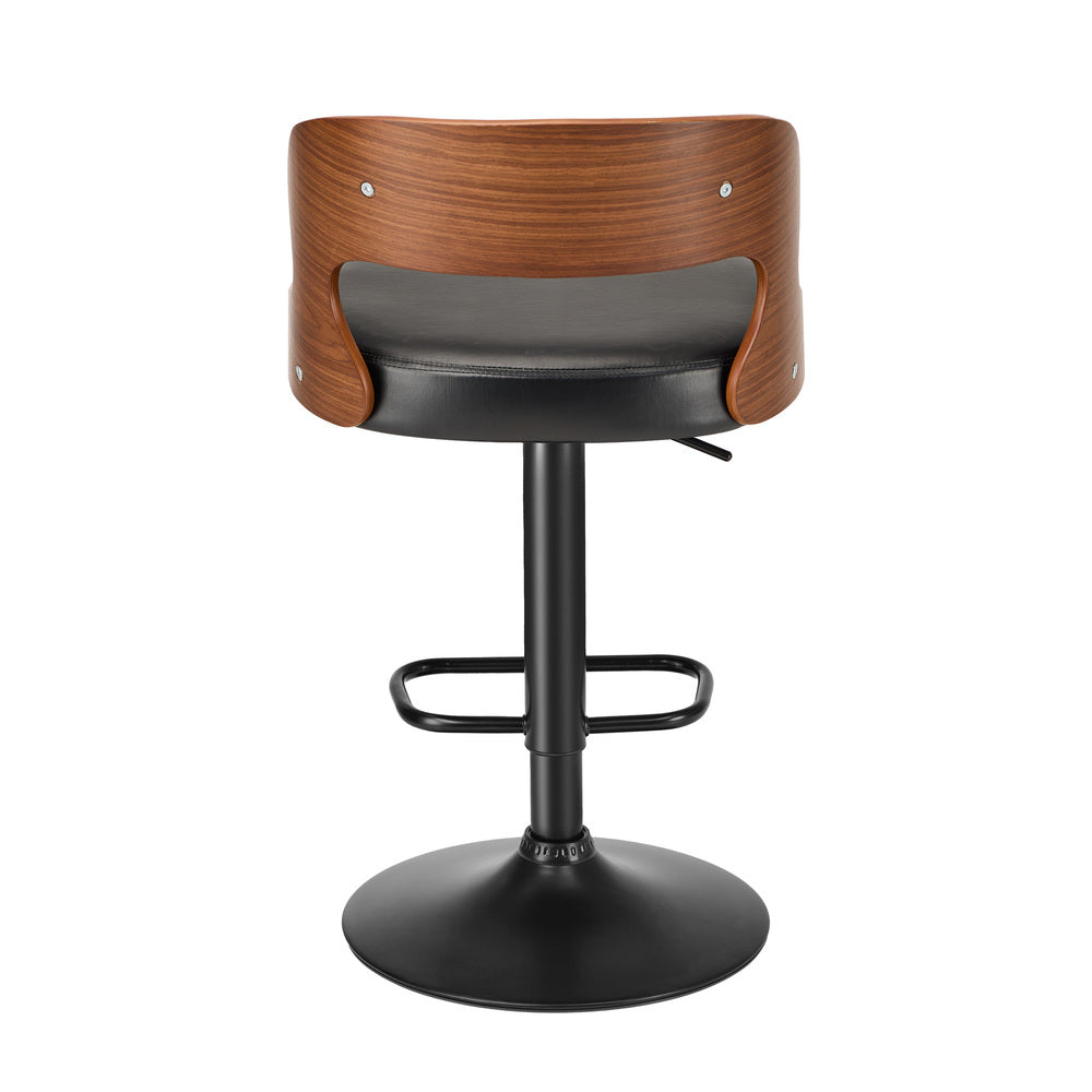2x Bar Stools PU Leather Swivel Adjustable Kitchen Chairs Wooden Frame