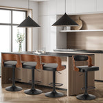 2x Bar Stools PU Leather Swivel Adjustable Kitchen Chairs Wooden Frame