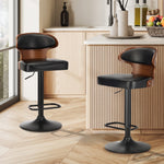 2x Modern PU Leather Gas Lift Bar Stools Kitchen Counter Chairs Black