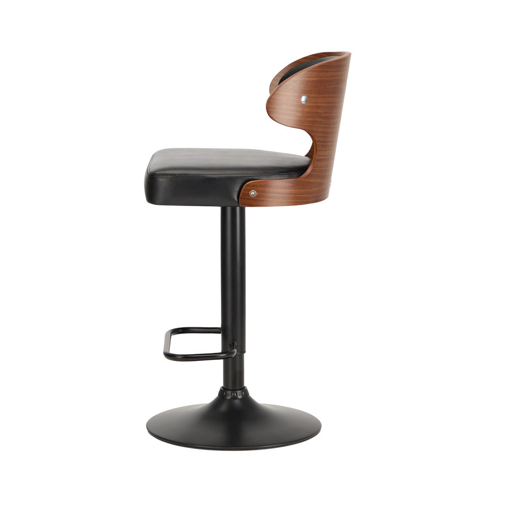2x Modern PU Leather Gas Lift Bar Stools Kitchen Counter Chairs Black