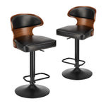 2x Modern PU Leather Gas Lift Bar Stools Kitchen Counter Chairs Black