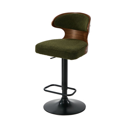 2x Bar Stools Swivel Kitchen Bar Chairs Gas Lift Boucle Green