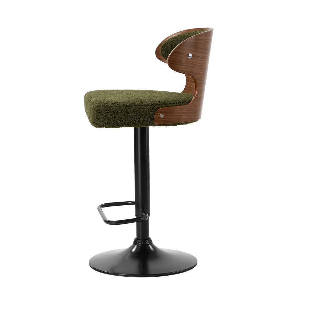 4x Bar Stools Swivel Kitchen Bar Chairs Gas Lift Boucle Green