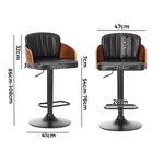 Set of 4 Swivel Bar Stools Gas Lift Adjustable PU Leather Chairs Black