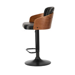 Set of 4 Swivel Bar Stools Gas Lift Adjustable PU Leather Chairs Black