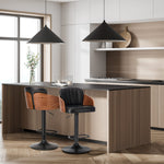 Set of 4 Swivel Bar Stools Gas Lift Adjustable PU Leather Chairs Black