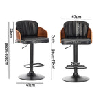 Set of 4 Swivel Bar Stools Gas Lift Adjustable PU Leather Chairs Black