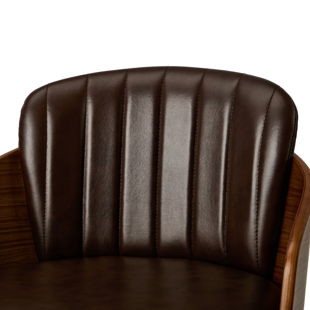 4x Bar Stool Adjustable Height Swivel Leather Bar Chair Brown Kitchen Seating