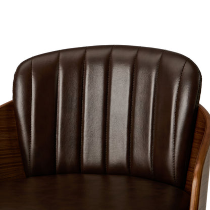 4x Bar Stool Adjustable Height Swivel Leather Bar Chair Brown Kitchen Seating