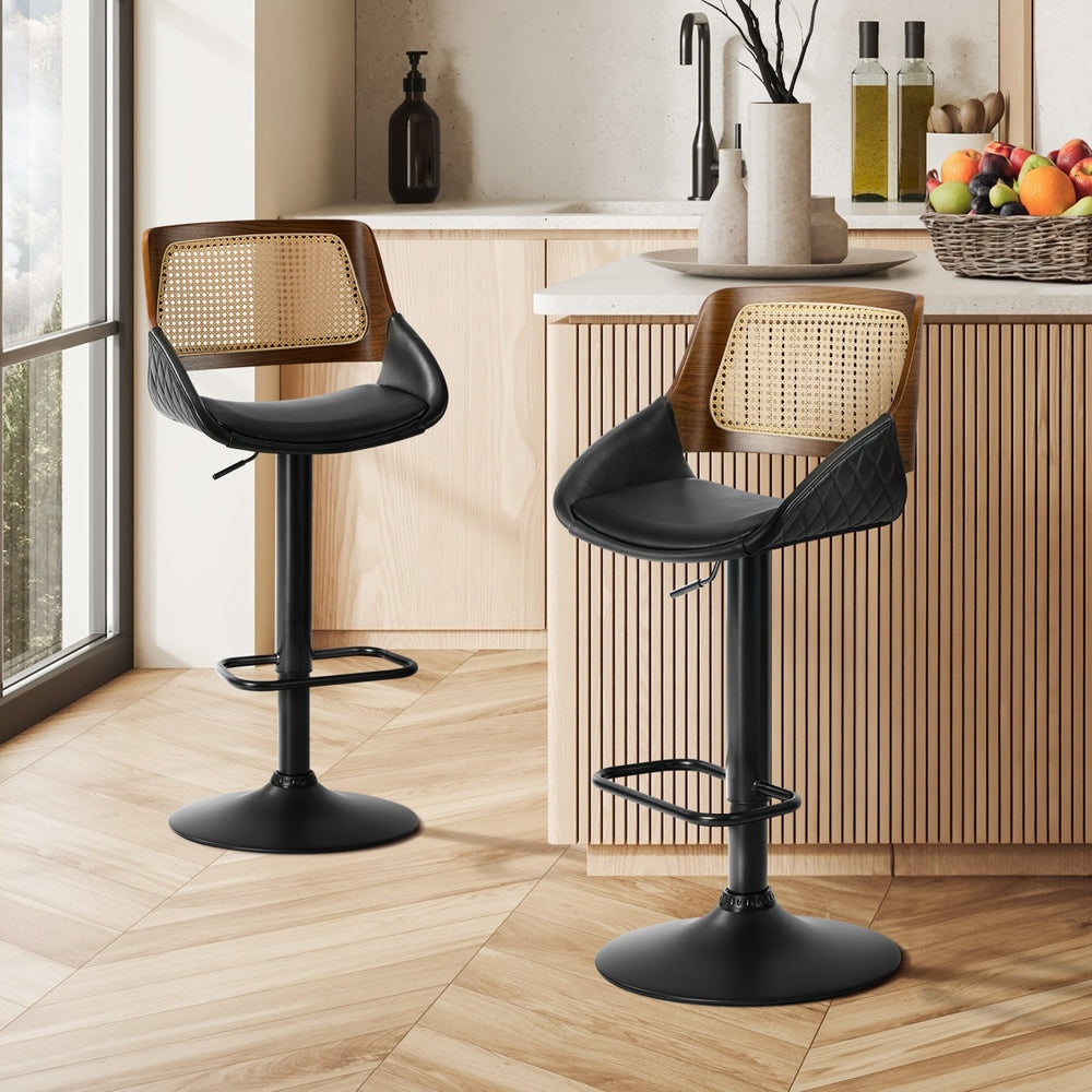 Rattan Bar Stools Set 2 Gas Lift Swivel | HomeAndLiving