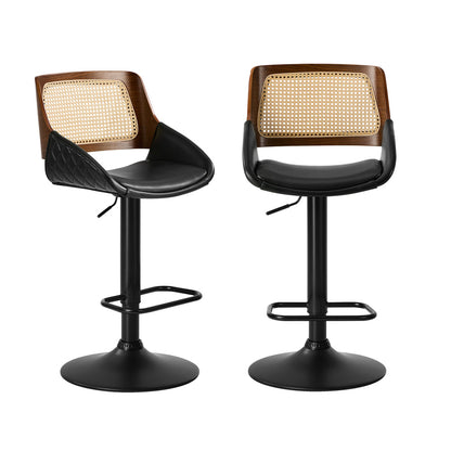 Rattan Bar Stools Set 2 Gas Lift Swivel | HomeAndLiving - 2
