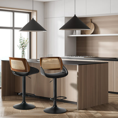 Rattan Bar Stools Set 2 Gas Lift Swivel | HomeAndLiving - 7