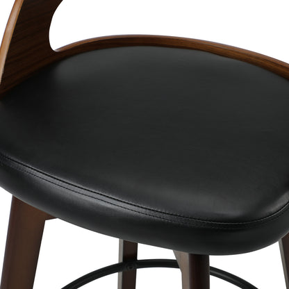 2x Bar Stools Swivel PU Leather Black