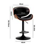 2x Bar Stools Swivel Leather Seat Black