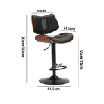 4x Bar Stool Kitchen Swivel Chair Wooden Leather Gas Lift