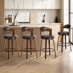 4x Bar Stools Swivel Counter Chair Shell Leather Brown