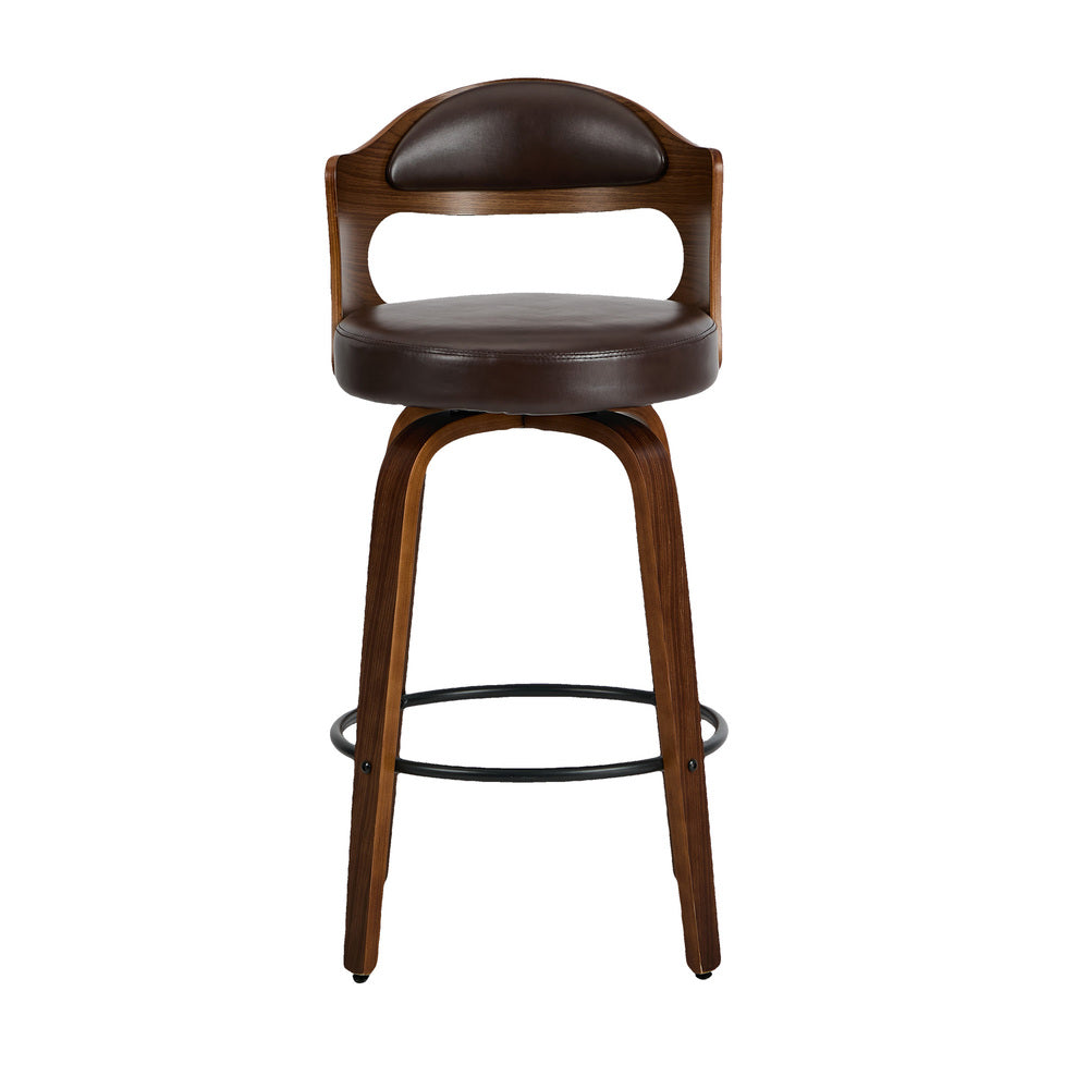 4x Bar Stools Swivel Counter Chair Shell Leather Brown - 6