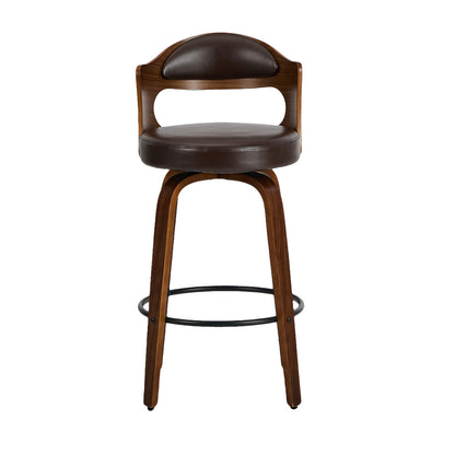 4x Bar Stools Swivel Counter Chair Shell Leather Brown - 6