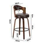 4x Bar Stools Swivel Counter Chair Shell Leather Brown