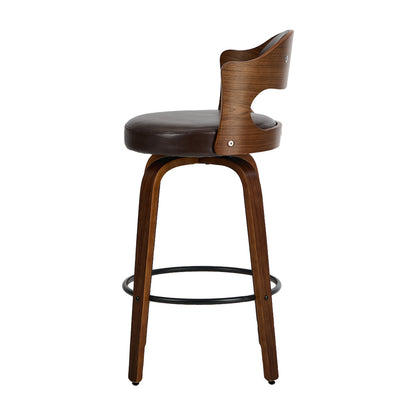 4x Bar Stools Swivel Counter Chair Shell Leather Brown - 7