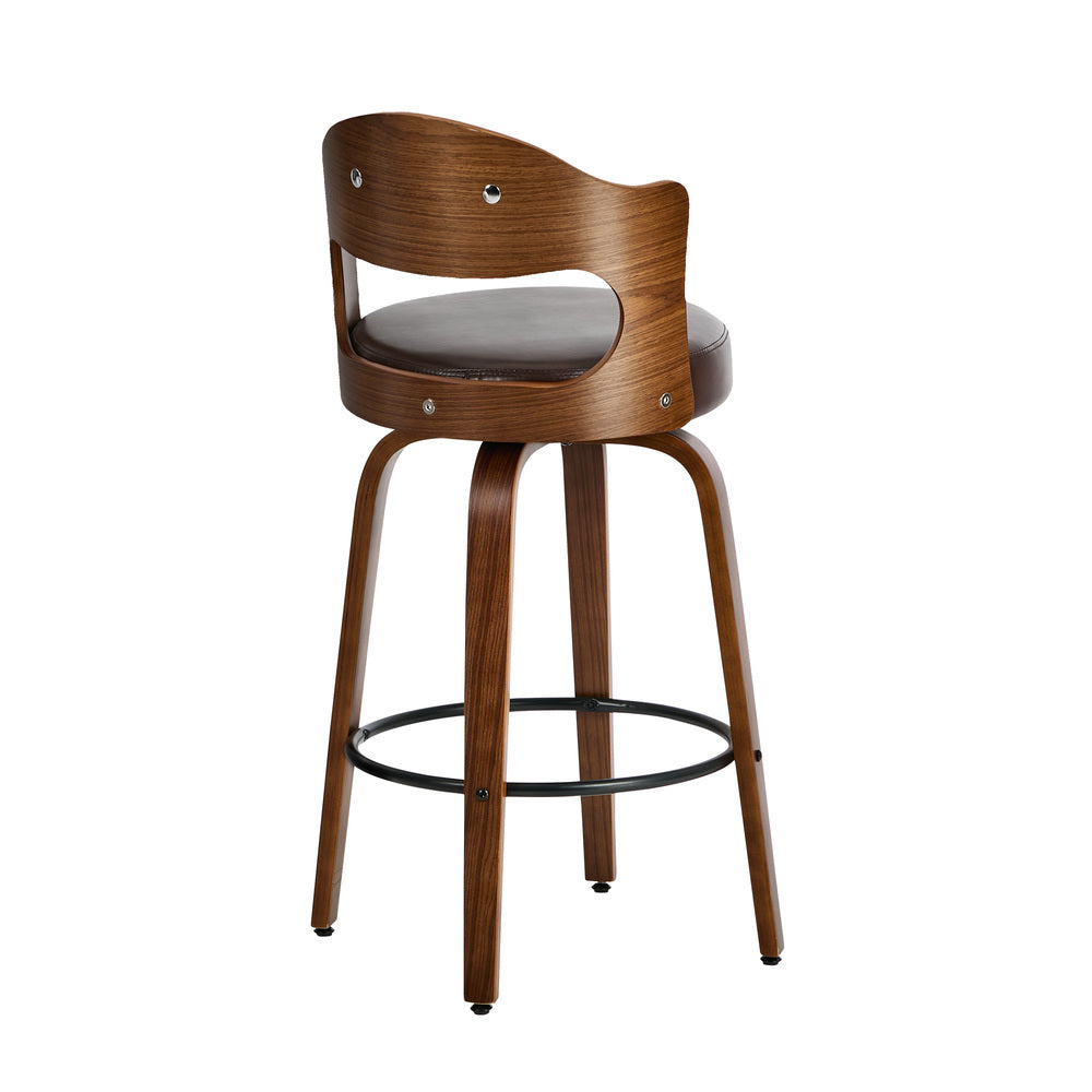 4x Bar Stools Swivel Counter Chair Shell Leather Brown - 4