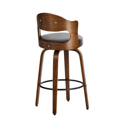 4x Bar Stools Swivel Counter Chair Shell Leather Brown - 4