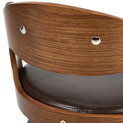 4x Bar Stools Swivel Counter Chair Shell Leather Brown - 9