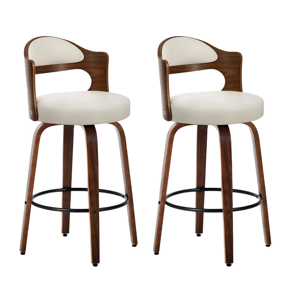 Swivel Bar Stools PU Leather White Set of 2 | HomeAndLiving - 9