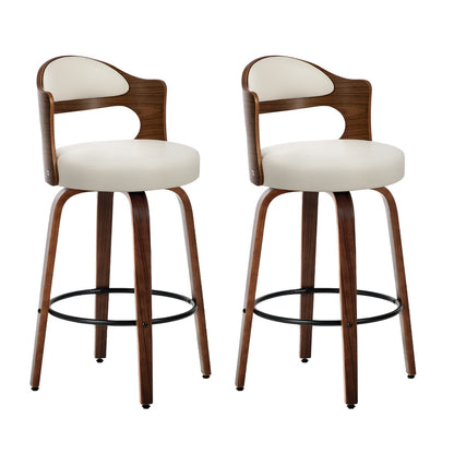 Swivel Bar Stools PU Leather White Set of 2 | HomeAndLiving - 9