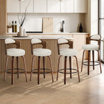 4x Bar Stools Swivel Counter Chair Shell Leather White