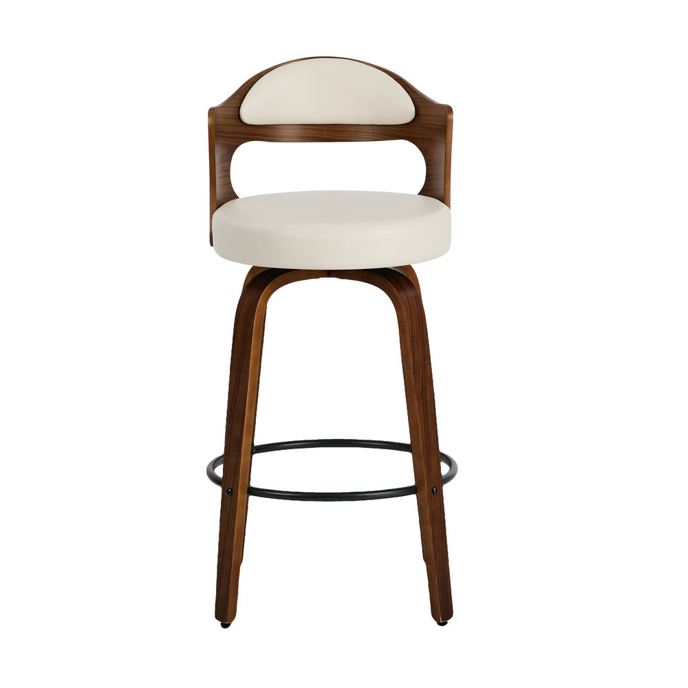 4x Bar Stools Swivel Counter Chair Shell Leather White - 9